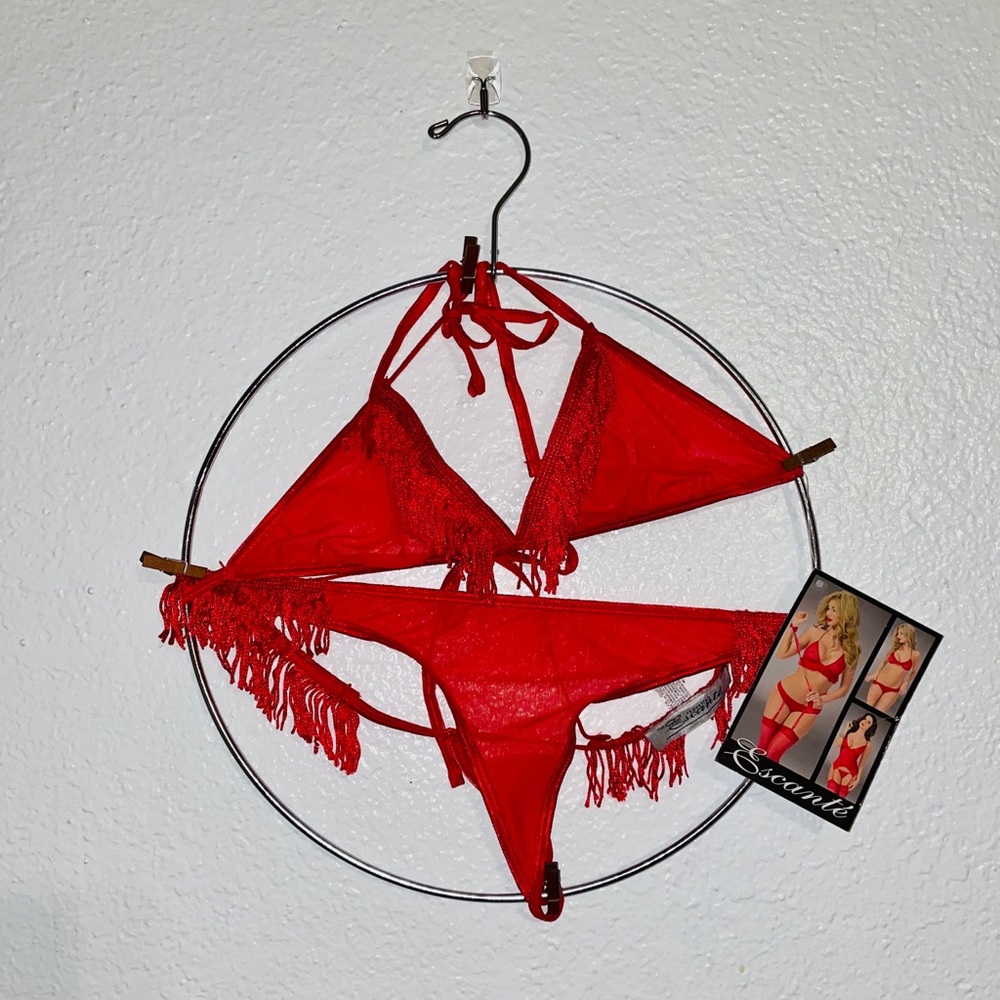 Escante Red mesh bra and panty set